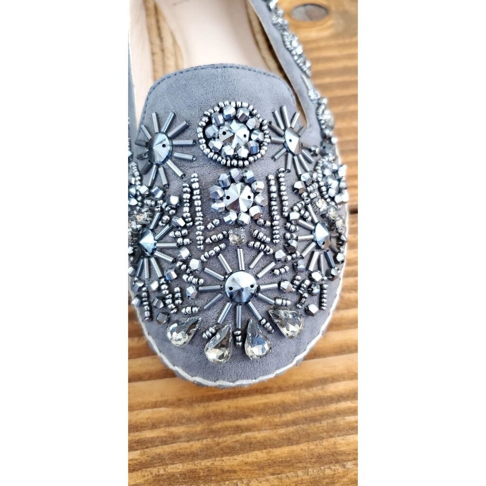 Kurt Geiger Beaded Embellished Grey Slip-On Loafers Rhinestones Size 7 - Picture 3 of 15